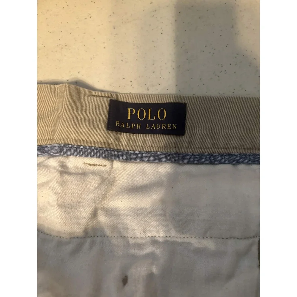 Polo Ralph Lauren Shorts Mens 46B Khaki Tan Classic Fit Flat Front Cotton Big